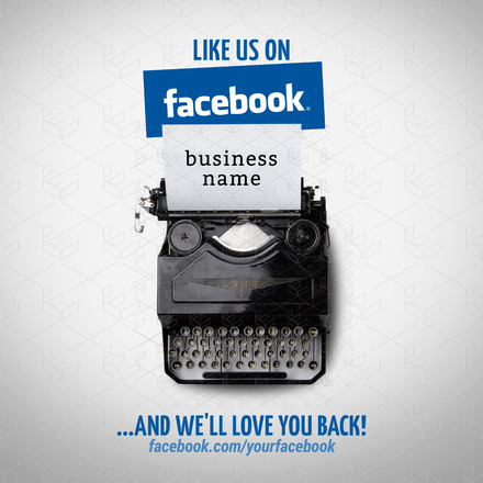 Like us on Facebook Template with Vintage typewriter image - Easil
